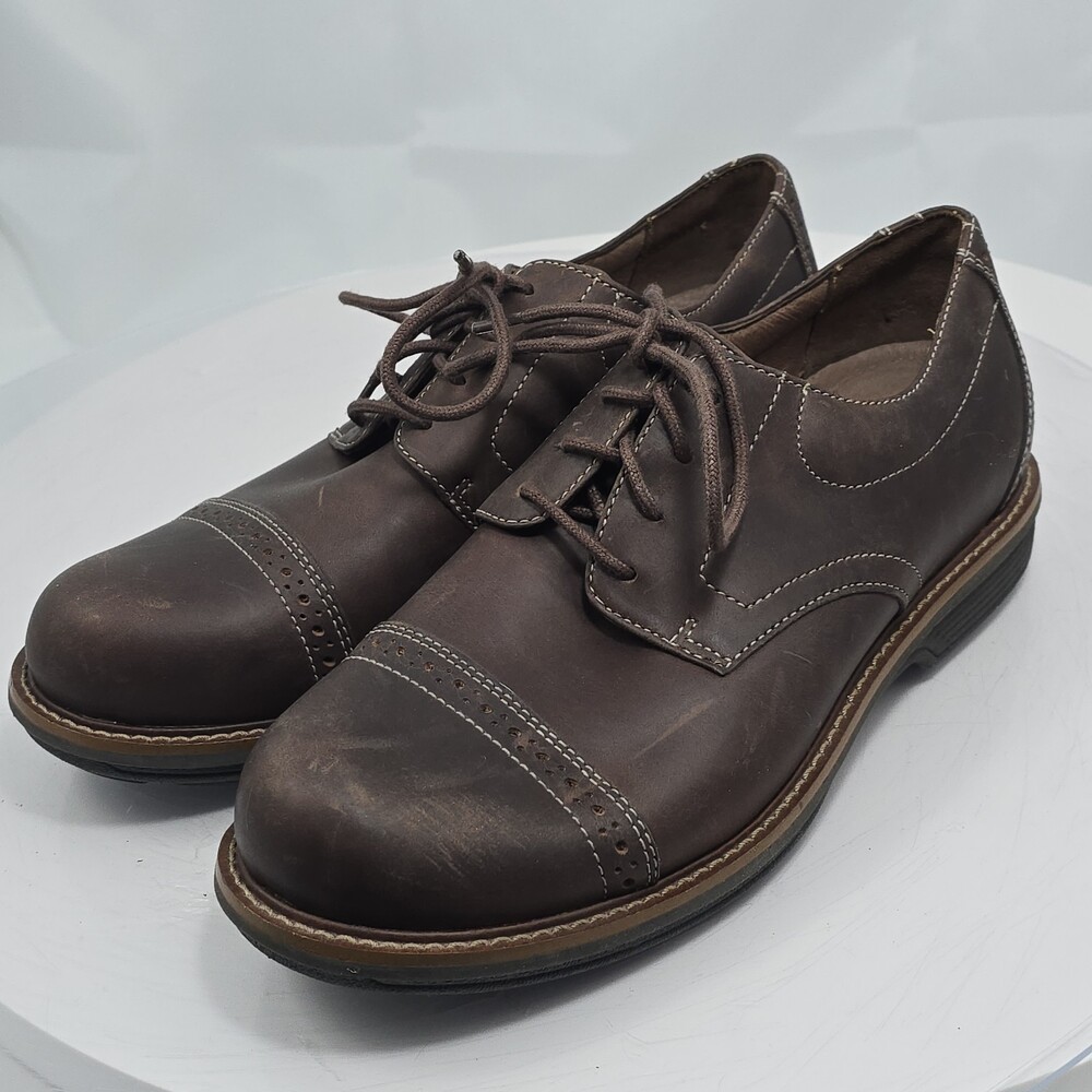 Dansko Justin Shoes Men 41 Brown Leather Cap Toe Oxford Dress Work Hybrid